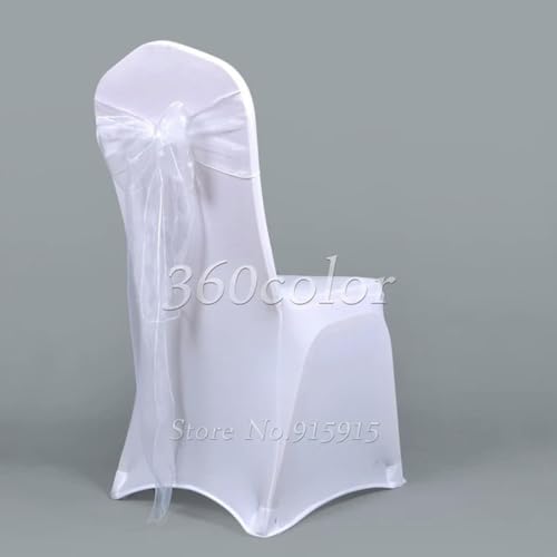 VDLLQYN, 25 Stück durchsichtige Organza-Stuhlschärpen, Schleife, Abdeckband, Brautparty, Stuhl-Design, Hochzeit, Party, Bankett, Dekoration,Stuhl Riemen(White) von VDLLQYN