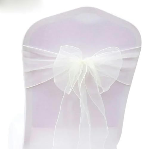 VDLLQYN, 25 Teile/Satz Transparente Organza Tull Stoff Stuhl Abdeckung Schärpe Bogen Schärpen Hochzeit Party Bankett Dekoration,Stuhl Riemen(Ivory) von VDLLQYN