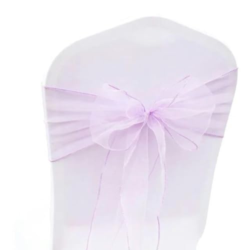 VDLLQYN, 25 Teile/Satz Transparente Organza Tull Stoff Stuhl Abdeckung Schärpe Bogen Schärpen Hochzeit Party Bankett Dekoration,Stuhl Riemen(Lavender) von VDLLQYN