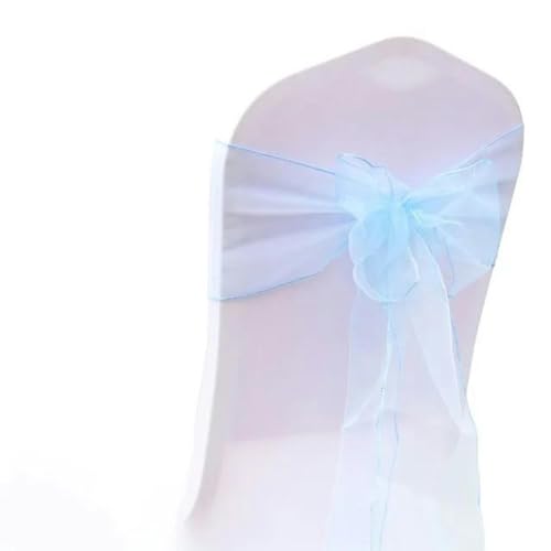 VDLLQYN, 25 Teile/Satz Transparente Organza Tull Stoff Stuhl Abdeckung Schärpe Bogen Schärpen Hochzeit Party Bankett Dekoration,Stuhl Riemen(Light Blue) von VDLLQYN