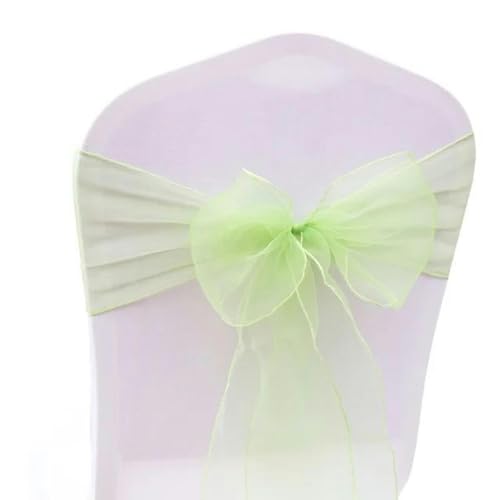 VDLLQYN, 25 Teile/Satz Transparente Organza Tull Stoff Stuhl Abdeckung Schärpe Bogen Schärpen Hochzeit Party Bankett Dekoration,Stuhl Riemen(Light Green) von VDLLQYN