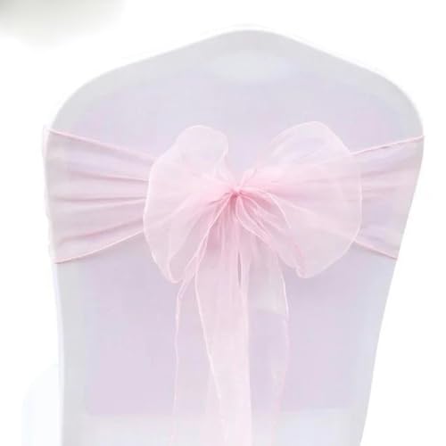 VDLLQYN, 25 Teile/Satz Transparente Organza Tull Stoff Stuhl Abdeckung Schärpe Bogen Schärpen Hochzeit Party Bankett Dekoration,Stuhl Riemen(Light Pink) von VDLLQYN