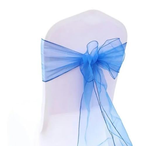 VDLLQYN, 25 Teile/Satz Transparente Organza Tull Stoff Stuhl Abdeckung Schärpe Bogen Schärpen Hochzeit Party Bankett Dekoration,Stuhl Riemen(Royal Blue) von VDLLQYN