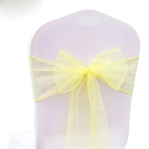 VDLLQYN, 25 Teile/Satz Transparente Organza Tull Stoff Stuhl Abdeckung Schärpe Bogen Schärpen Hochzeit Party Bankett Dekoration,Stuhl Riemen(Yellow) von VDLLQYN