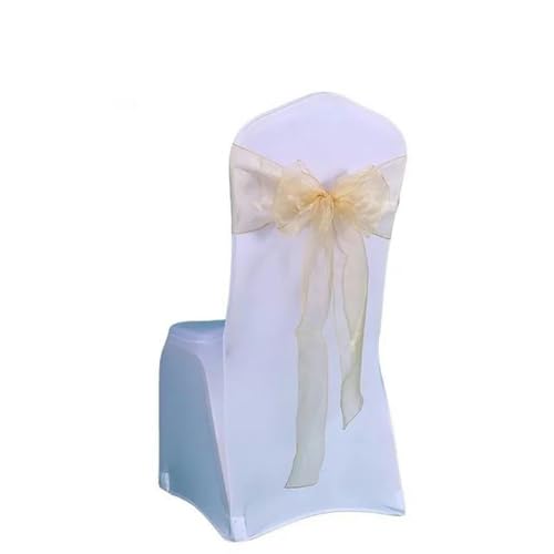 VDLLQYN, 25 Teile/los Neue Hochzeit Organza Stuhl Schärpe Bogen Stuhl Abdeckung Bankett Hochzeit Party Dekoration Organza Schärpen,Stuhl Riemen(Gold) von VDLLQYN