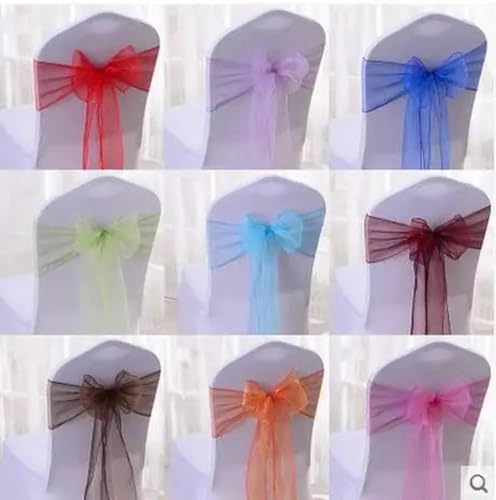 VDLLQYN, 25 Teile/los Neue Hochzeit Organza Stuhl Schärpe Bogen Stuhl Abdeckung Bankett Hochzeit Party Dekoration Organza Schärpen,Stuhl Riemen(Pink Color) von VDLLQYN