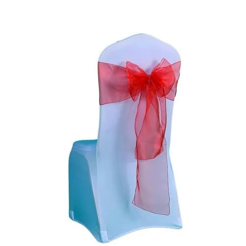 VDLLQYN, 25 Teile/los Neue Hochzeit Organza Stuhl Schärpe Bogen Stuhl Abdeckung Bankett Hochzeit Party Dekoration Organza Schärpen,Stuhl Riemen(Red) von VDLLQYN