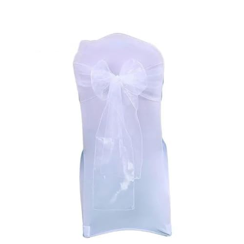 VDLLQYN, 25 Teile/los Neue Hochzeit Organza Stuhl Schärpe Bogen Stuhl Abdeckung Bankett Hochzeit Party Dekoration Organza Schärpen,Stuhl Riemen(White) von VDLLQYN