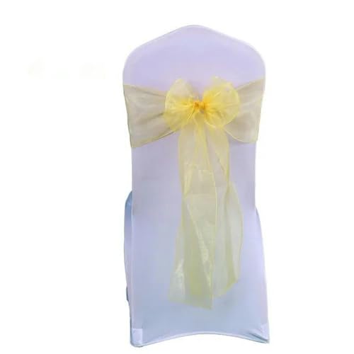 VDLLQYN, 25 Teile/los Neue Hochzeit Organza Stuhl Schärpe Bogen Stuhl Abdeckung Bankett Hochzeit Party Dekoration Organza Schärpen,Stuhl Riemen(Yellow) von VDLLQYN