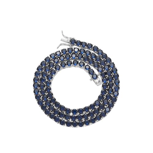 VDLLQYN, 4 mm Blaue Tennis-Halskette for Damen, 18 Karat vergoldet, Rundschliff-Labordiamant-Halskette, CZ-Halsketten for Damen, Party, Abschlussball, Edelstein-Halsketten,Halsketten von VDLLQYN