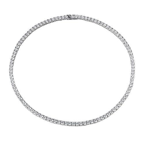 VDLLQYN, 5 mm Moissanit Halskette Kette D Farbe VVS1 Reinheit Diamant Halskette 925 Sterling Silber Diamant Tennis Halskette for Männer Frauen mit Zertifikat,Halsketten(38cm) von VDLLQYN