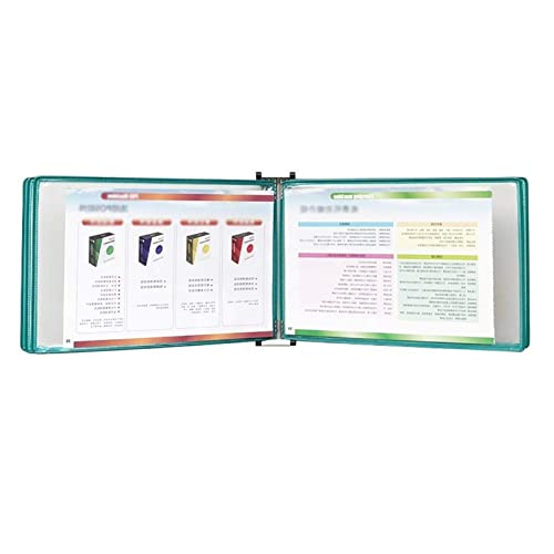 VDLLQYN, An der Wand montiertes A4-Poster-Flip-Book-Display, mit 5 Feldern und 10 Taschen zur Präsentation, Dokumenten-Organizer aus PVC und Metall,Aktenordner(Green) von VDLLQYN