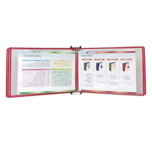 VDLLQYN, An der Wand montiertes A4-Poster-Flip-Book-Display, mit 5 Feldern und 10 Taschen zur Präsentation, Dokumenten-Organizer aus PVC und Metall,Aktenordner(Red) von VDLLQYN