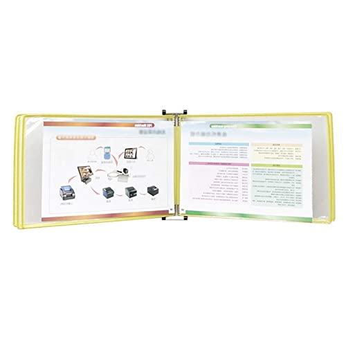 VDLLQYN, An der Wand montiertes A4-Poster-Flip-Book-Display, mit 5 Feldern und 10 Taschen zur Präsentation, Dokumenten-Organizer aus PVC und Metall,Aktenordner(Yellow) von VDLLQYN