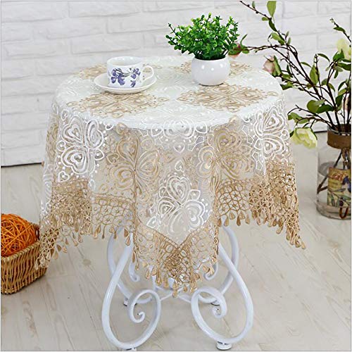 VDLLQYN， Gestickte Tischdecken, Spitze-Blumen-Tischdecke, rechteckige Makramee-Tischdecke, runde staubdichte Tischdecke for Party, Hochzeit ，Tischtücher(D,60x60cm(24x24inch)) von VDLLQYN