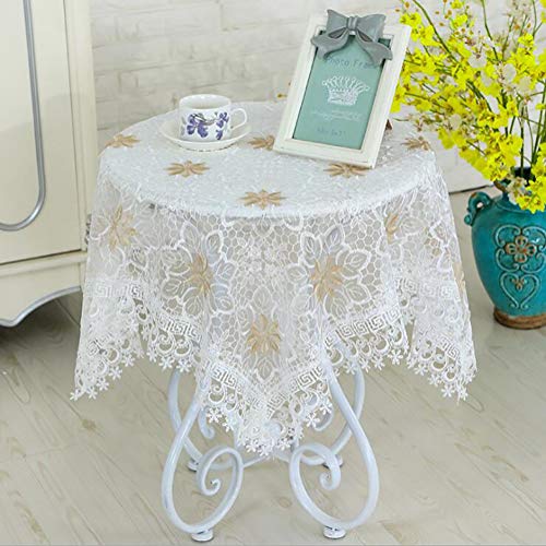 VDLLQYN， Gestickte Tischdecken, Spitze-Blumen-Tischdecke, rechteckige Makramee-Tischdecke, runde staubdichte Tischdecke for Party, Hochzeit ，Tischtücher(F,60x60cm(24x24inch)) von VDLLQYN