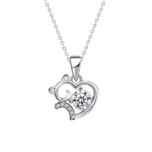 VDLLQYN, Moissanit-Herz-Halsketten for Damen, 0,5 ct D-Farbe, VVS1-Rundschliff-Diamant-Halsketten, 925er-Sterlingsilber-Herz-Anhänger-Halsketten, Schmuckgeschenke for Frauen mit Zertifikat,Halsketten von VDLLQYN