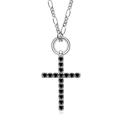 VDLLQYN, Schwarze Kreuz-Moissanit-Halskette for Herren, D-Farbe, VVS1-Diamant-Halskette, Hip-Hop-Anhänger-Halskette mit Zertifikat,Halsketten von VDLLQYN