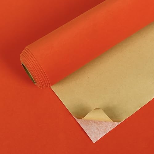 VEELIKE Tapete Samtstoff Orange Klebefolie Möbel Vintage Samt Stofftapete Möbelfolie Selbstklebend 40cm x 300cm Samttapeten Schmuckkästchen Dekorfolie für Möbel Schlafzimmer Schubladen Schrank von VEELIKE