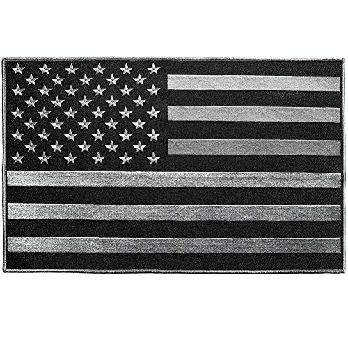 Vegasbee Aufnäher/Bügelbild/Aufbügler/Bikerweste/Weste/USA-Flagge, 35,56 x 21,6 cm, Schwarz/Grau von VEGASBEE