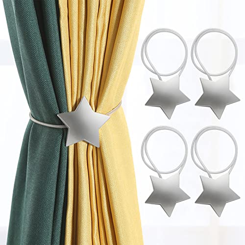 VECGOO Raffhalter für Vorhänge, Vorhang Raffhalter, Vorhang Clips, Raffhalter Gardinen Raffhalter Gardinenhalter für Esszimmer Schlafzimmer Kinderzimmer Wohnzimmer (4 Stück, Silber) von VEGCOO