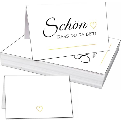 VEGCOO 75 Stück Tischkarten Hochzeit, Platzkarten 11 X 8,5cm Tischkarten Schön dass du da bist, Namensschilder Hochzeit Vintage Tischkärtchen für Hochzeit Geburtstag Konfirmation Kommunion Taufe Feier von VEGCOO