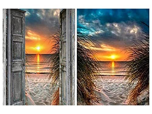 VEGCOO Diamond Painting,2 Stück Diamond Painting Strand Sonnenuntergang 30 * 40cm 5D Diamant Painting Raumdekoration Diamond Painting (Blau) von VEGCOO