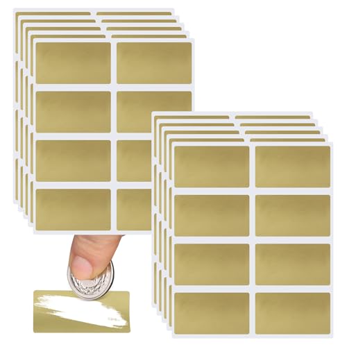 VEGCOO Rubbelaufkleber, 272 Stück Rubbellose 42 x 23 MM Selbstklebend Kratzkarte Rubbellos Rechteckig für DIY Postkarte Überraschung Geheimes Sammelalbum Party Geschenk (Gold) von VEGCOO