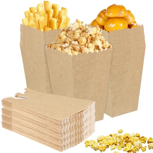 100 Stück Popcorn Tüten, Kraftpapier Kleine Popcorntüte Verzerrungsfrei Popcorn Boxen Snacks Candy Behälter für Startseite Hochzeit Filmabend oder Party Weihnachten Papiertüte von VEGOATY