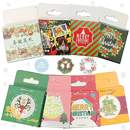 360 Stück Weihnachten Aufkleber, VEINARDYL Selbstklebend Feiertag Party Dekoration Vinyl Aufkleber für Weihnachtsfeier Geschenk Tagebuch Karte Umschlag Postkarte Wasserflaschen Scrapbooking Basteln von VEINARDYL