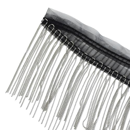 VEKRUTIKE Quasten Anhänger 1/2Yards 6/9/15cm Metall Perlen Kette Quasten Fransen Perlen Spitze Trim for Rock Kleid Jacke Kleidung DIY Handwerk Nähen Zubehör(6cm,2Yards) von VEKRUTIKE