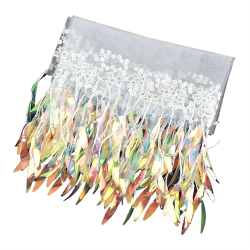 VEKRUTIKE Quasten Anhänger 1-5Yards 15cm Meetee Nähen Fransenquasten Dekorative Verzierungen Netzfransen for Kleidung Tanzquaste Spitzenband Zubehör(White,1Yard) von VEKRUTIKE