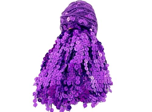 VEKRUTIKE Quasten Anhänger 15 cm Breite, 3 Yards, Bunte Pailletten, Quastenfransen, Bauchtanz-Kostümbesatz for DIY-Kleidungszubehör(Purple) von VEKRUTIKE