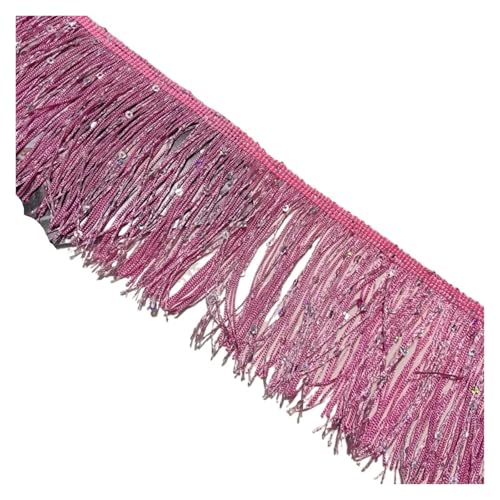 VEKRUTIKE Quasten Anhänger 2/4/8M 10cm Bunte Pailletten Quaste Fransen Spitze Trim Band for Nähen Latin Dance Kleid Leistung Handwerk Materialien Zubehör(DarkPink,2Meters) von VEKRUTIKE