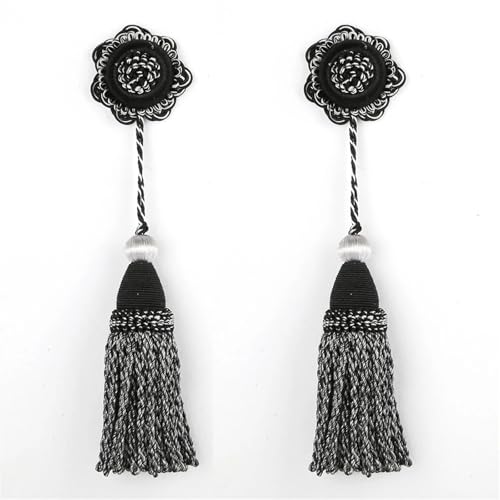 VEKRUTIKE Quasten Anhänger 2 stück Quasten Hängenden Seil Vorhang Zubehör DIY Nähen Handwerk Fringe Trim Schlüssel Quaste for Tasche Wohnkultur Fransen Geschenk(Mix Black) von VEKRUTIKE