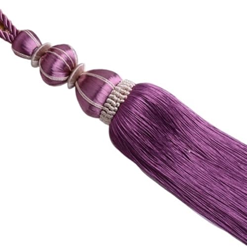 VEKRUTIKE Quasten Anhänger 2Pcs Vorhang Quaste Fringe Pinsel Tieback Hängen Ball Straps Lasch Binden Seile Gürtel Vorhang Zubehör Verschluss Raffhalter Dekor(Dark Purple) von VEKRUTIKE