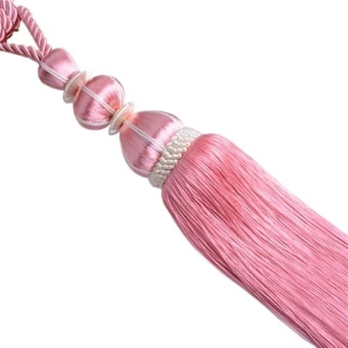 VEKRUTIKE Quasten Anhänger 2Pcs Vorhang Quaste Fringe Pinsel Tieback Hängen Ball Straps Lasch Binden Seile Gürtel Vorhang Zubehör Verschluss Raffhalter Dekor(Pink) von VEKRUTIKE