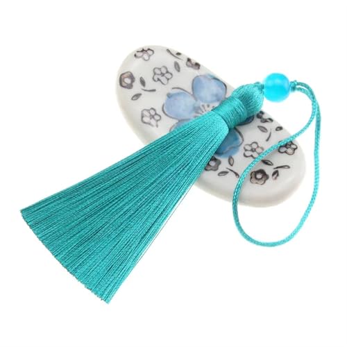 VEKRUTIKE Quasten Anhänger 5Pcs 7cm Mit Perlen Quaste Nähen Vorhänge Zubehör DIY Schlüsselbund Handy Straps Anhänger Fransen for Handwerk Schmuck Machen(Aqua Green,70mm 5PCS) von VEKRUTIKE