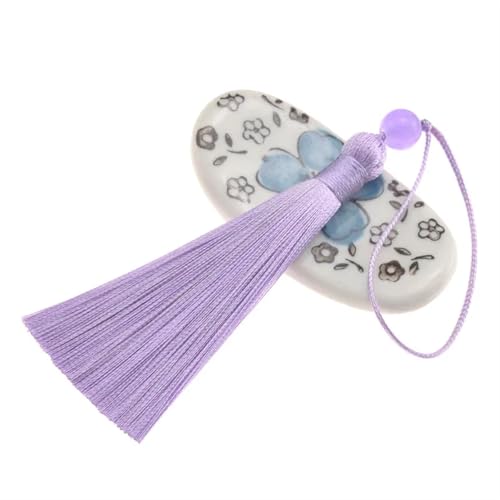 VEKRUTIKE Quasten Anhänger 5Pcs 7cm Mit Perlen Quaste Nähen Vorhänge Zubehör DIY Schlüsselbund Handy Straps Anhänger Fransen for Handwerk Schmuck Machen(Light Purple,70mm 10PCS) von VEKRUTIKE