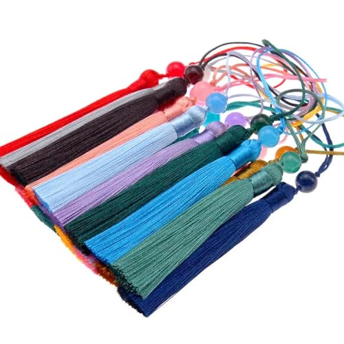 VEKRUTIKE Quasten Anhänger 5Pcs 7cm Mit Perlen Quaste Nähen Vorhänge Zubehör DIY Schlüsselbund Handy Straps Anhänger Fransen for Handwerk Schmuck Machen(Random Mixed Color,70mm 20PCS) von VEKRUTIKE