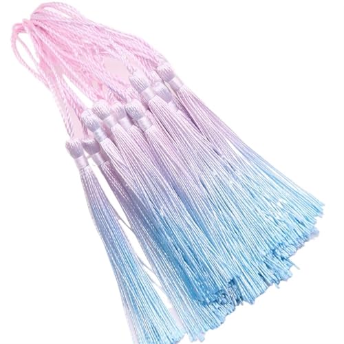 VEKRUTIKE Quasten Anhänger Farbverlauf 13cm Quasten for Basteln Polyester Seide Quaste Fransen Basteln Schmuck DIY Nähen Kleidung Anhänger Dekor Lesezeichen(Color-14) von VEKRUTIKE