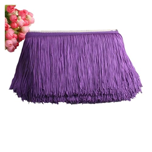 VEKRUTIKE Quasten Anhänger Wunderschöner 1 Yard Spitzen-Fransenbesatz, 10 cm breit, Quasten-Fransenbesatz for DIY-Latin-Kleid, Bühnenkleidung, Zubehör, Spitzenband, 10 cm(Purple) von VEKRUTIKE