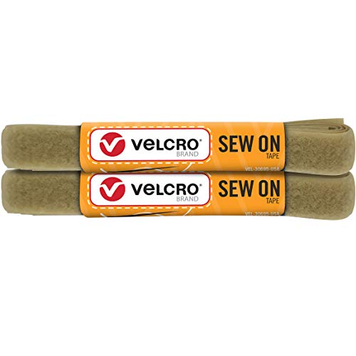 VELCRO Brand Band zum Aufnähen, 1,2 m x 1,9 cm, für Stoffe, Kleidung und Handwerk, Ersatz für Druckknöpfe und Knöpfe, Schnittstreifen auf Länge, Beige von VELCRO Brand