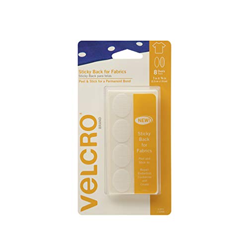 Velcro (r) Marke Rücken für Stoffe: Kein Nähen erforderlich - 1-Zoll x 3/4-Zoll-Ovale, 8 Sätze - Weiß von VELCRO Brand