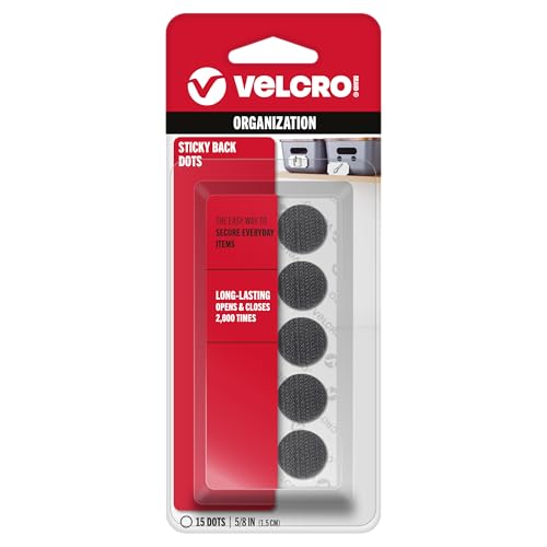 Velcro Klettverschlüsse mit klebender Rückseite, perfekt für Zuhause oder Büro, 1,6 cm, 15 Stück, Schwarz, Münzen von VELCRO Brand