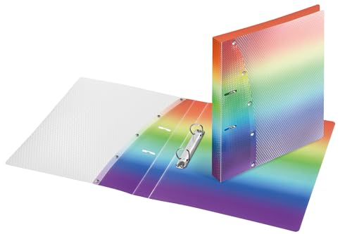 VELOFLEX 1141404 - Ringordner Rainbow Diamond DIN A4, mit 2-Ring-Mechanik, aus PP, Schulordner, Ringbuch, 1 Stück von VELOFLEX