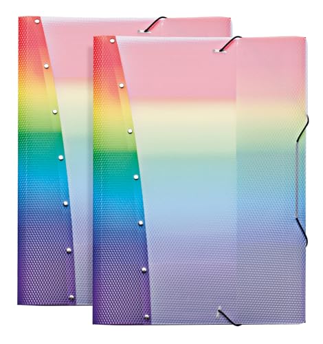 VELOFLEX 4432404-2 - Sammelmappe Rainbow Diamond, DIN A3, 2 Ordnungsmappen mit Gummizug, strapazierfähig, Jurismappe aus PP von VELOFLEX