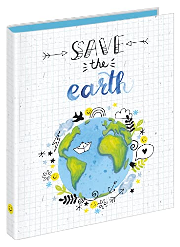 VELOFLEX 1144981 - Ringbuch Save the earth, DIN A4, mit 2-Ring-Mechanik, Füllhöhe 15 mm, aus recyclebarem Karton, Schulordner, Ringordner, 1 Stück von VELOFLEX