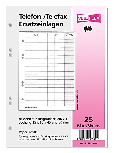 Veloflex 5359.000 Ersatzeinlage f.Tel.-Ringbuch 5158 25Bl (3) von VELOFLEX