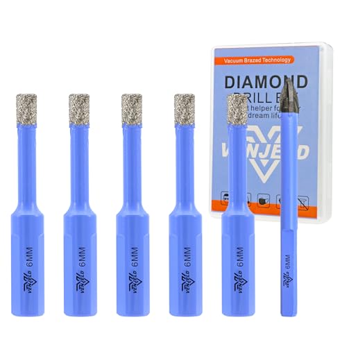 Diamant Filesenbohrer Set – 5 Stücke 6mm Diamantbohrer Lochsäge und 1 Stück 6mm Karbidebohrer für Keramik Porzellan Fliesen Marmor Granit – Dreiecksschaft mit Aufbewahrungskoffer von VENJELD